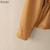 ZANZEA Women Casual Turn Down Collar Solid Color Long Sleeve Blouse
