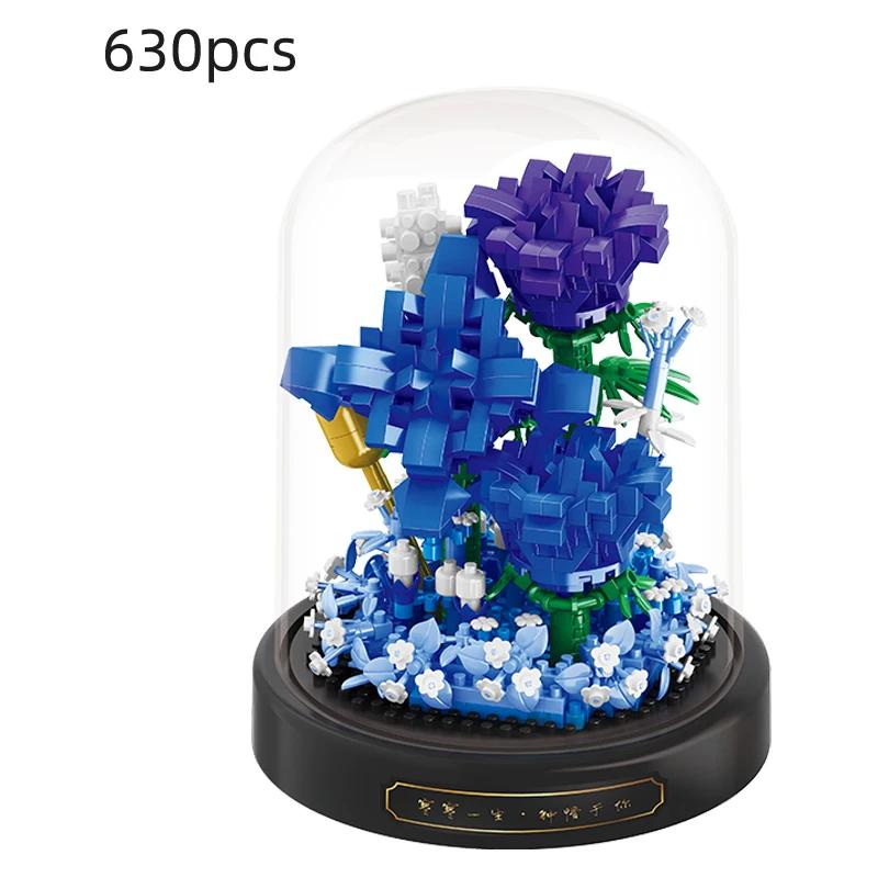 Mini Stadt Rose Sonnenblumen Töpfe Bouquet Baustein Ewige Blume Heimdekoration DIY Modell Steine Kinderspielzeug Geburtstagsgeschenk