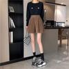Women's High-Waist Corduroy A-Line Shorts - Autumn/Winter 2023 Collection: Slim, Retro, Casual Style