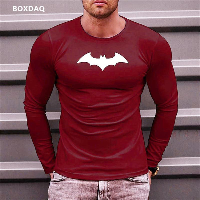 Bat Graphic 3D Printed Men's T-shirts Long Sleeve Street Style Hip Hop T-shirts Plus Size Loose Casual Sporty Tops Clothing