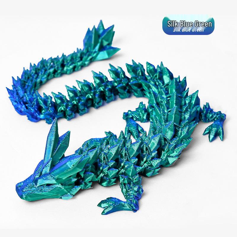 3D Printed Crystal Dragon Figurine with Movable Joints - Perfect Children's Birthday Gift