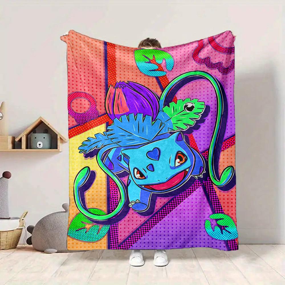1pc Bulbasaur, Pokémon Blanket Soft All Season Throw with Vibrant Design, Perfect for Home, Travel, and Gifts, Ideal for Naps and Camping