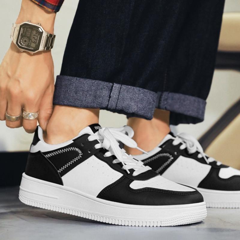 Men Low‑top White Skate Sneakers Casual Shoes for Male Students