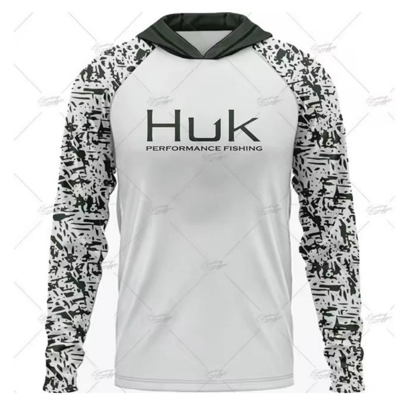Mens UPF 50 Long Sleeve Fishing Shirt Hooded Quick Dry Breathable Sun Protection T-Shirt Outdoor Summer Fall Sports Cycling