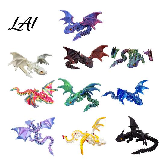 Stress Relief Dragon Ornament 3D Printed Articulated Figurine with Adjustable Wings and Unique Eyes Sculpture Movable Joints for Home Decor