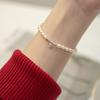 Handmade 925 Sterling Silver Freshwater Pearl Zircon Heart Shape Beaded Bracelet Women Fine Jewelry