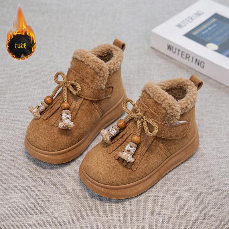 

Girls boots fluffy warm cotton shoes 2025 winter new children s thickened cotton boots girls snow boots tide 32 yards inner length 20cm верблюд