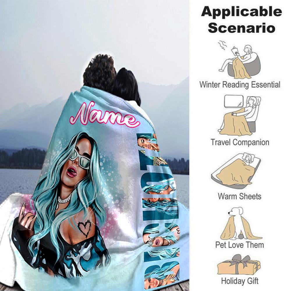 Customiz Name Personality singer Karol G Blanket Soft &Warm Sofa Office Bed Travel Lunch Break Blanket, Gift Suitable All Seasons