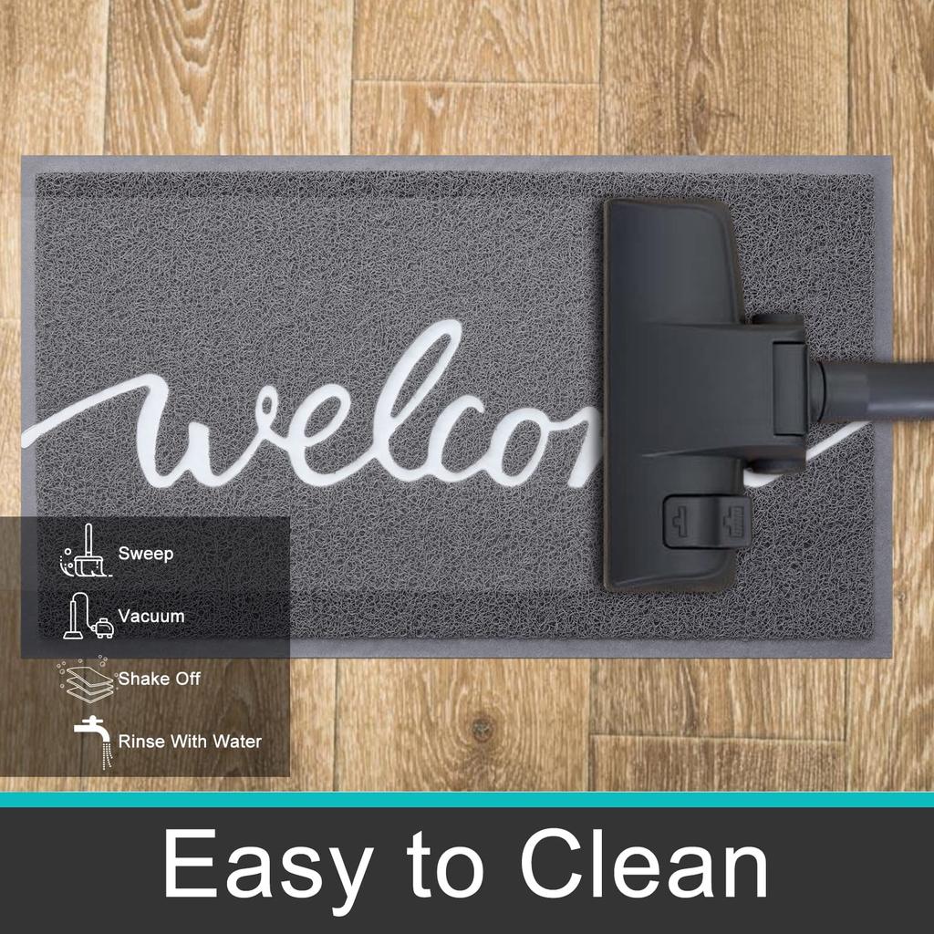 Olanly Garden Dirt Trapper Entryway Mat of Outdoor Indoor Washable Home Doormat Cute Letters Non-Slip Door Mats for Front Door