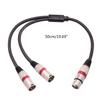 Audio Cable 3Pin XLR Female To Dual- XLR Male Y Splitter Nickel Plated Connectors With Metal Serviceable Ends 0.5M