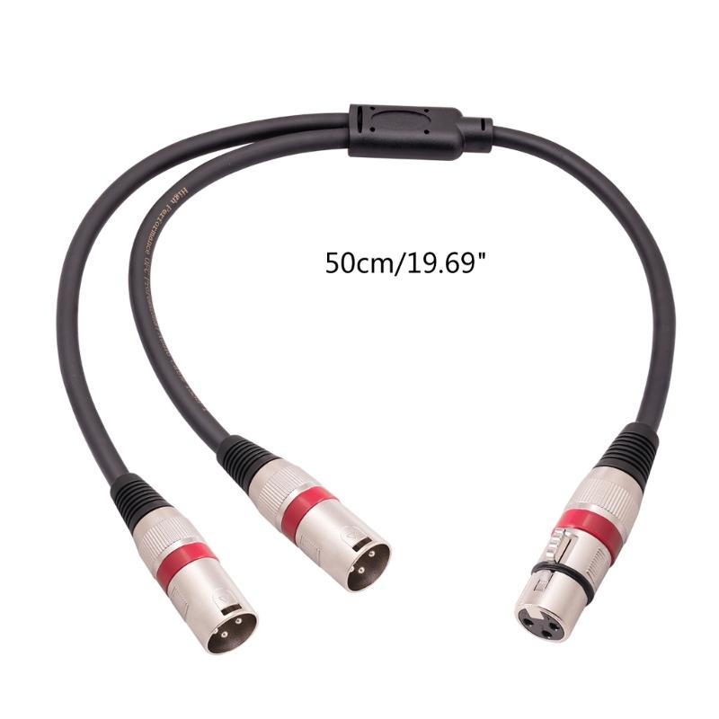 Audio Cable 3Pin XLR Female To Dual- XLR Male Y Splitter Nickel Plated Connectors With Metal Serviceable Ends 0.5M