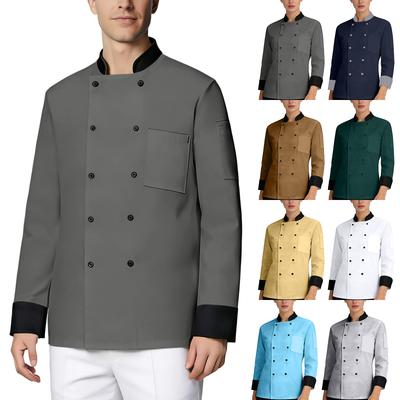 Cárdigan Unisex -Botón Manga Larga Uniforme de Chef
