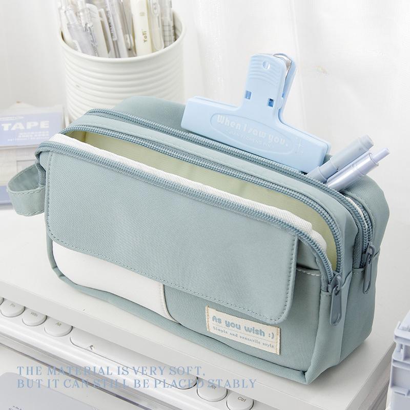 Simple Large Capacity Pen Bag New High School Birthday Department Stationery Bag Student Small Red with the Same Senior School Style Zipper