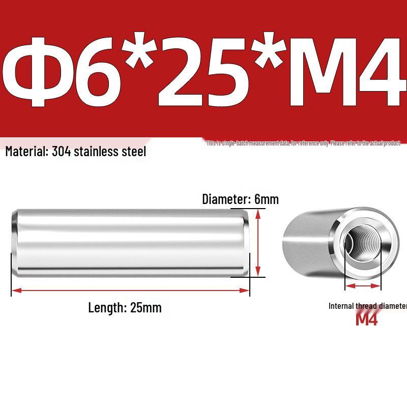 Pin Cilindric din Oțel Inoxidabil 304 cu Filet Interior M4/M6/M8 și Orificiu - Coloană de Suport și Ghidare