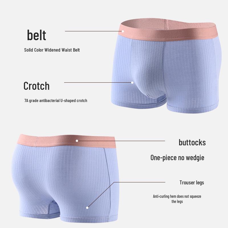 Men's Plus Size Pure Cotton Boxer Briefs - Antibacterial, Comfortable, Breathable, Mid-Rise