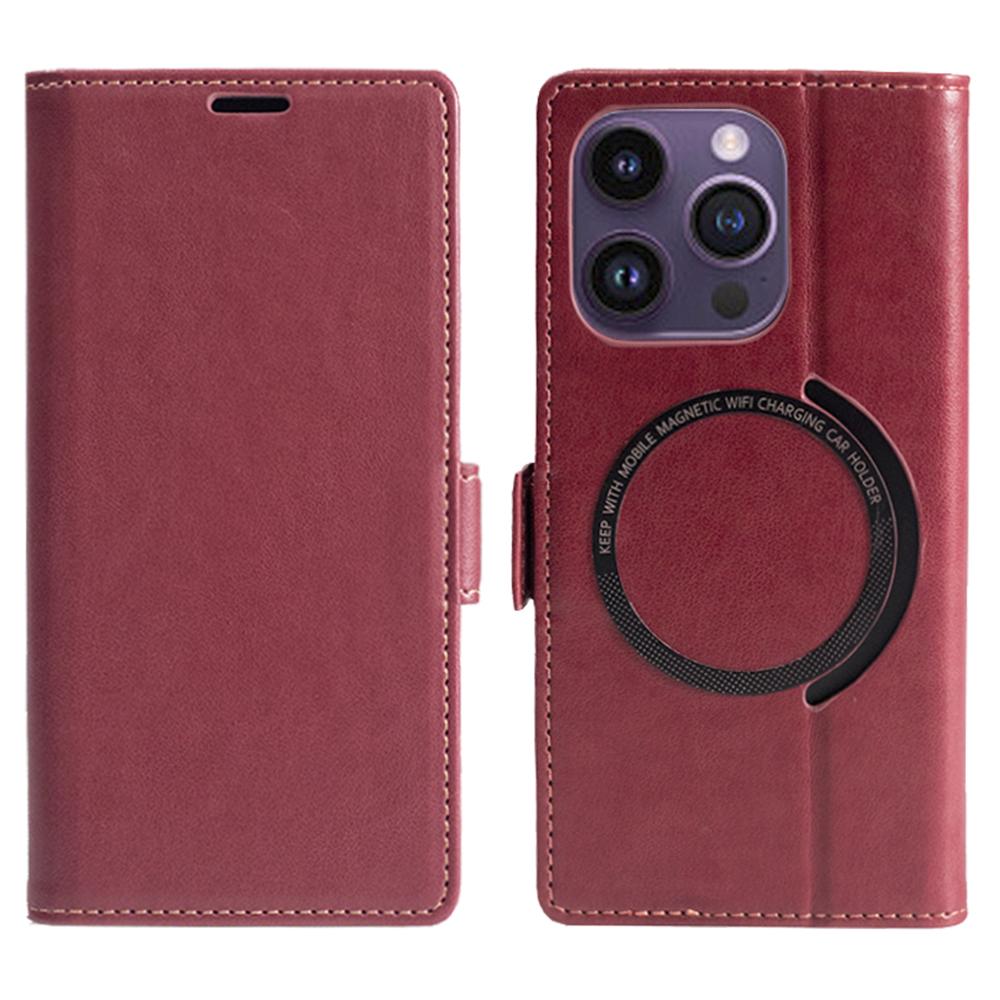 For iPhone 15 Pro Case Compatible with MagSafe Wallet Stand Leather Flip Phone Cover