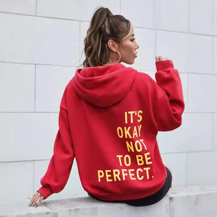 2025 Women's Multi-color Letter Print Casual Hooded Sweatshirt - Versatile Long Sleeve Pullover