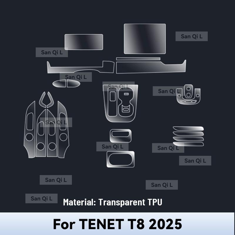 For TENET T8 2025 Car Center Console Media Dashboard Navigation TPU Anti-scratch Protector Interior Film Sticker