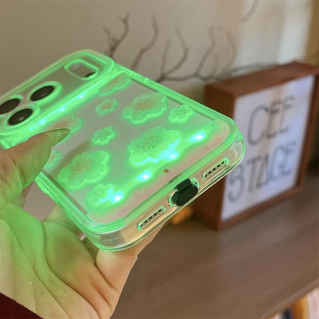 Spring Cherry Blossom Luminous iPhone 17/16 Pro Max Case with Color Changing and Call Flash Feature