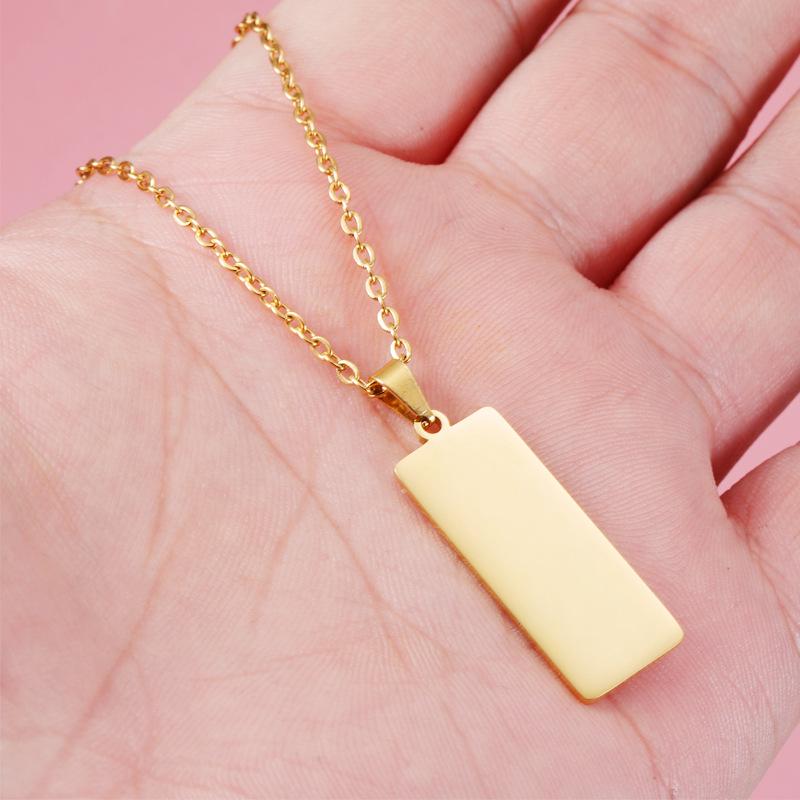 Trendy Geometric Stainless Steel Rectangle Pendant Necklace