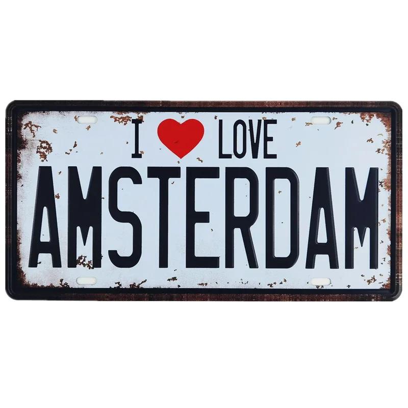 Japan USA Mexiko Italien Frankreich Flagge Auto Nummern schild Amsterdam Metall Zinn Zeichen Bar Pub Cafe Club Home Wand