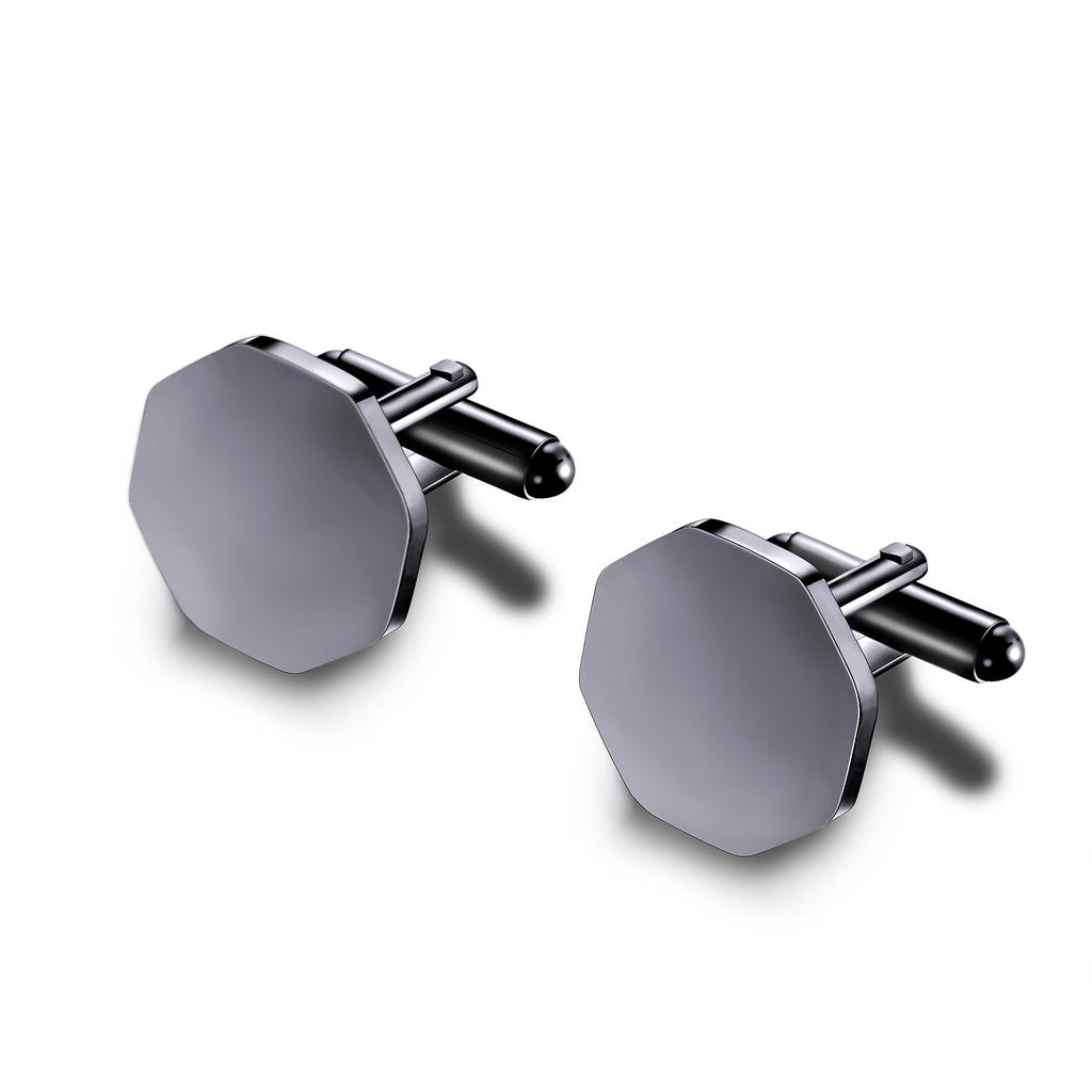 1Pair Mens Blank Round Octagon Cufflinks Stainless Steel Tuxedo Shirt Studs Cuff Link Jewelry Gift Wedding Business 15mm/18mm