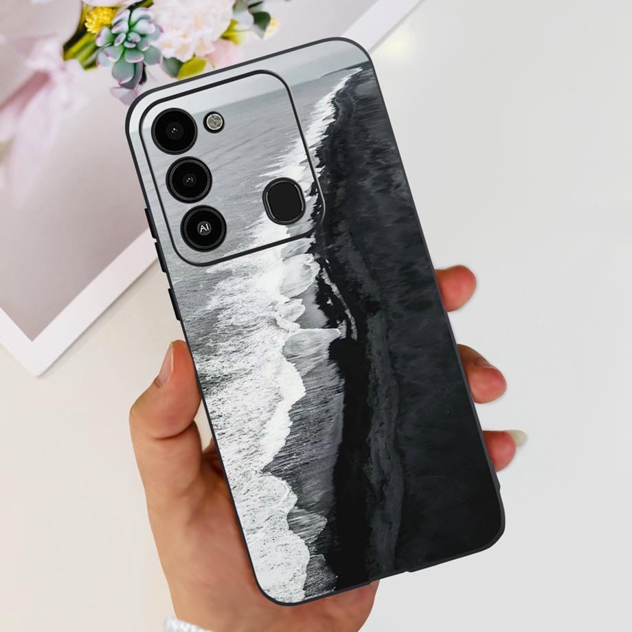 For Tecno Spark 8C 2022 Back Case Soft Silicone Bumper Flower Butterfly Print Phone Coque Capa For Tecno KG5k, KG5j, KG5n Cover
