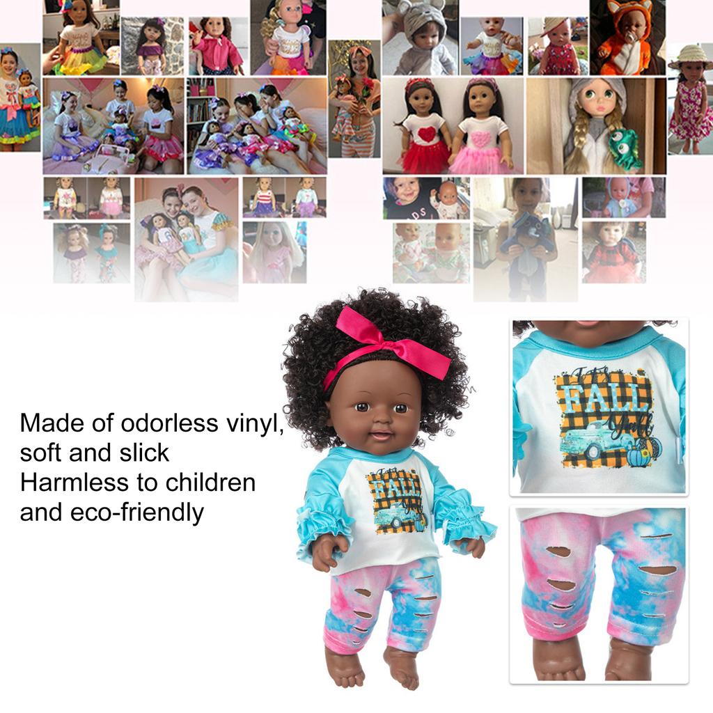 12 Inch Lovely Simulated Black Girl Doll African Baby Doll Kid Toy Birthday Gift