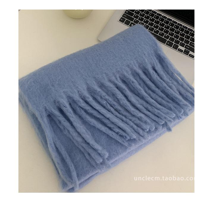 Solid color thickened lengthened scarf women's autumn and winter new Korean version winter student versatile shawl scarf pink