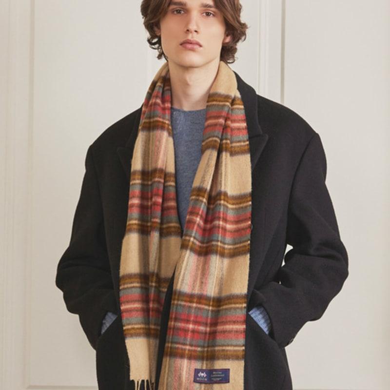 ABRAHAM MOON Merino Wool Muffler 25cm - Antique Dress Stuart