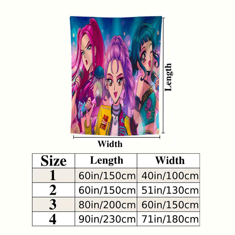 Kpop Demon Hunters Wall Tapestry Aesthetic Wall Hanging Printed Fabric Blanket Decorative Tapestries For Bedroom Living Room Home Decor