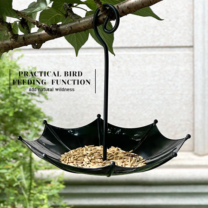 

Heavy Duty Iron Hanging Bird Feeder Container Outdoor Bird Feeder With Large Tray For Garden Backyard one size чорний