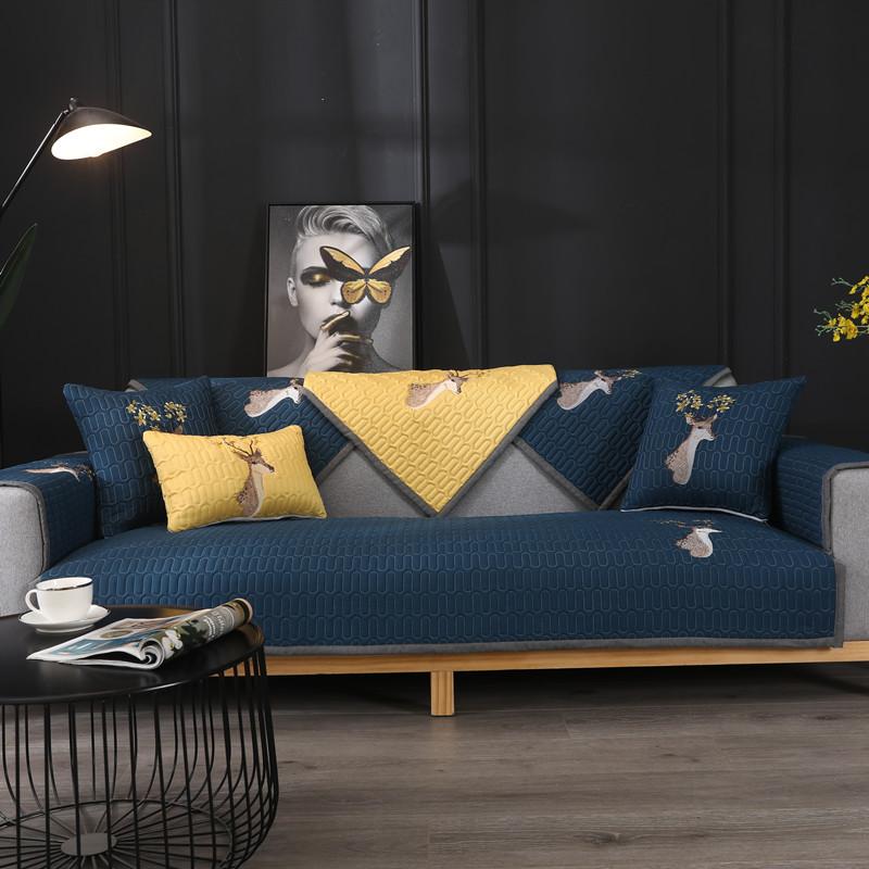 Bavlněný polštář na pohovku Čtyři roční období Univerzální protiskluzová podložka Severský jednoduchý potah na pohovku Všeobjímající potah sedáku Látkový ručník na opěradlo