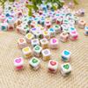 Acrylic DIY Cube Square Heart Printed Big Hole Beads for Bracelet Making Jewelry Findings
