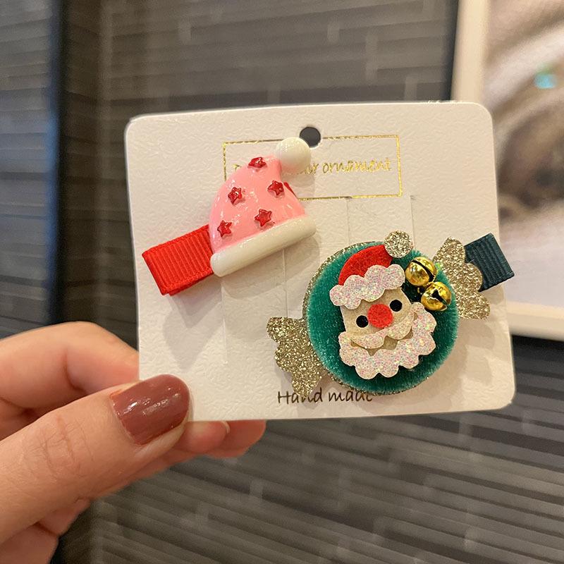 Kids' Festive Santa Claus Candy Hair Clips - Cute Princess Cartoon Hairpins for Holiday Performances