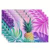4pc S Placemats Set - Tropical Pineapple Palm Theme, Rectangular Kitchen Table Mats (12" X 18"), Perfect for Holiday Gatherings,
