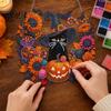 Creative Stress Relief Crafts Black Cat Moon Rhinestone Painting Kit, Halloween Faceted Faux Crystal Hanging Decor, Shining Pendant Art DIY