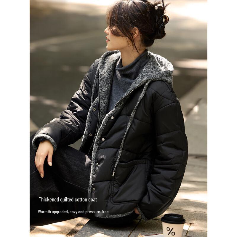 Women s Spliced Padded Hooded Winter Coat XL