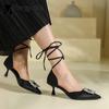 Fashion Brand Rhinestone Buckle Sandals Women Roman Cross-Tied Gladiator Shoes D'orsay High Heels Ladies Stilleto Party Evening Shoes