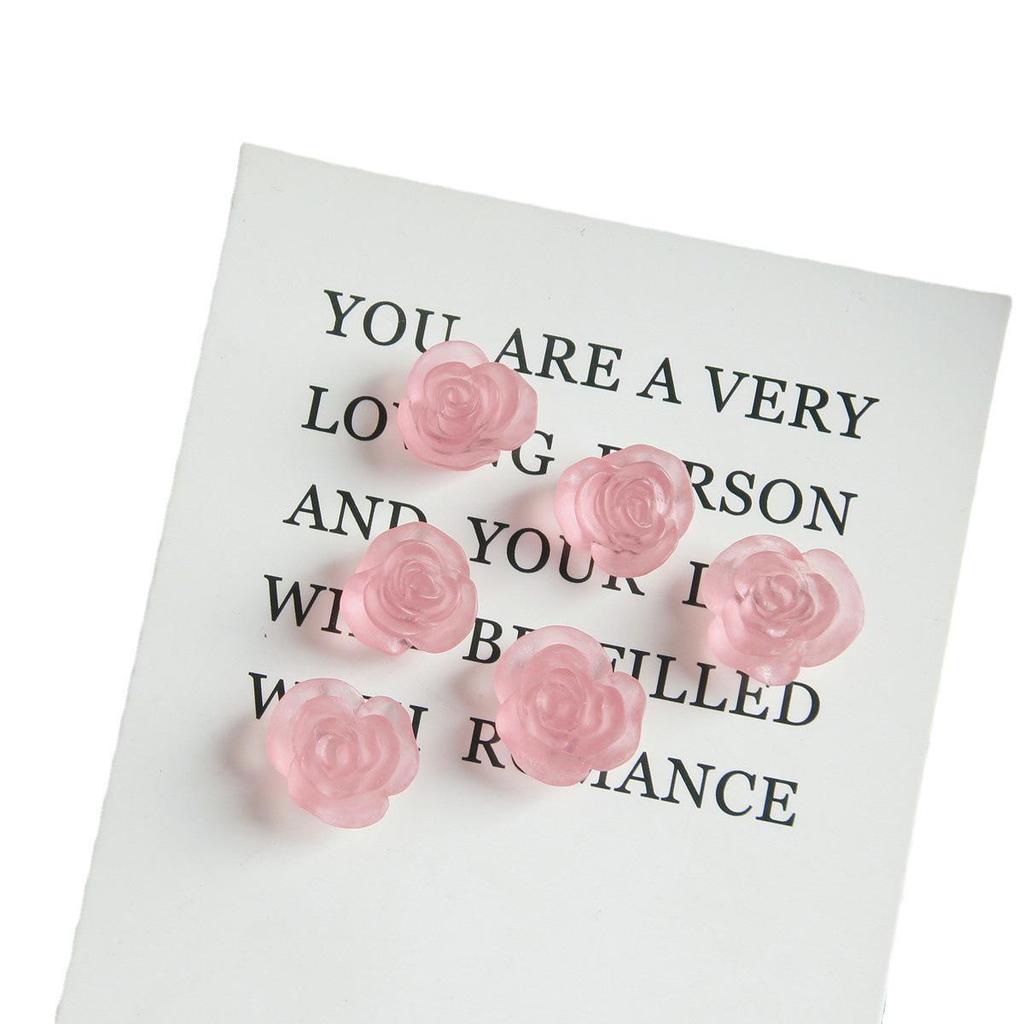 Matte Frosted Tea Rose Resin Earrings Studs for DIY Jewelry
