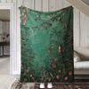 [1pc Vintage Floral Blanket] 1pc Soft & Warm Vintage Floral Tree & Bird Print Flannel Blanket | Polyester Fabric, Ideal for Sofa