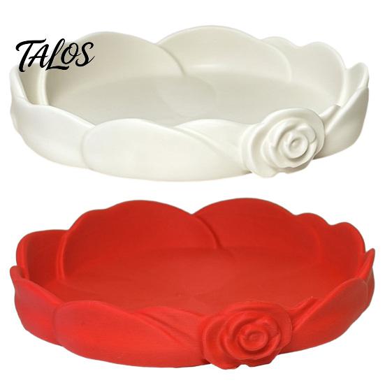 Delicate Rose Shaped Dish Jewelry Storage Tray, Decorative Plastic Trinket Dish, 3D Small Item Container Printed Desktop Organizer for Earrings
