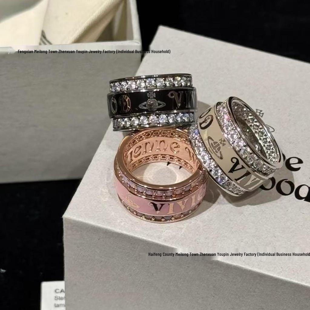 Vivienne Westwood Doppel-Schicht Zirkonia Besetzter Diamant Logo Ring - Funkelnde Edle Partnerringe