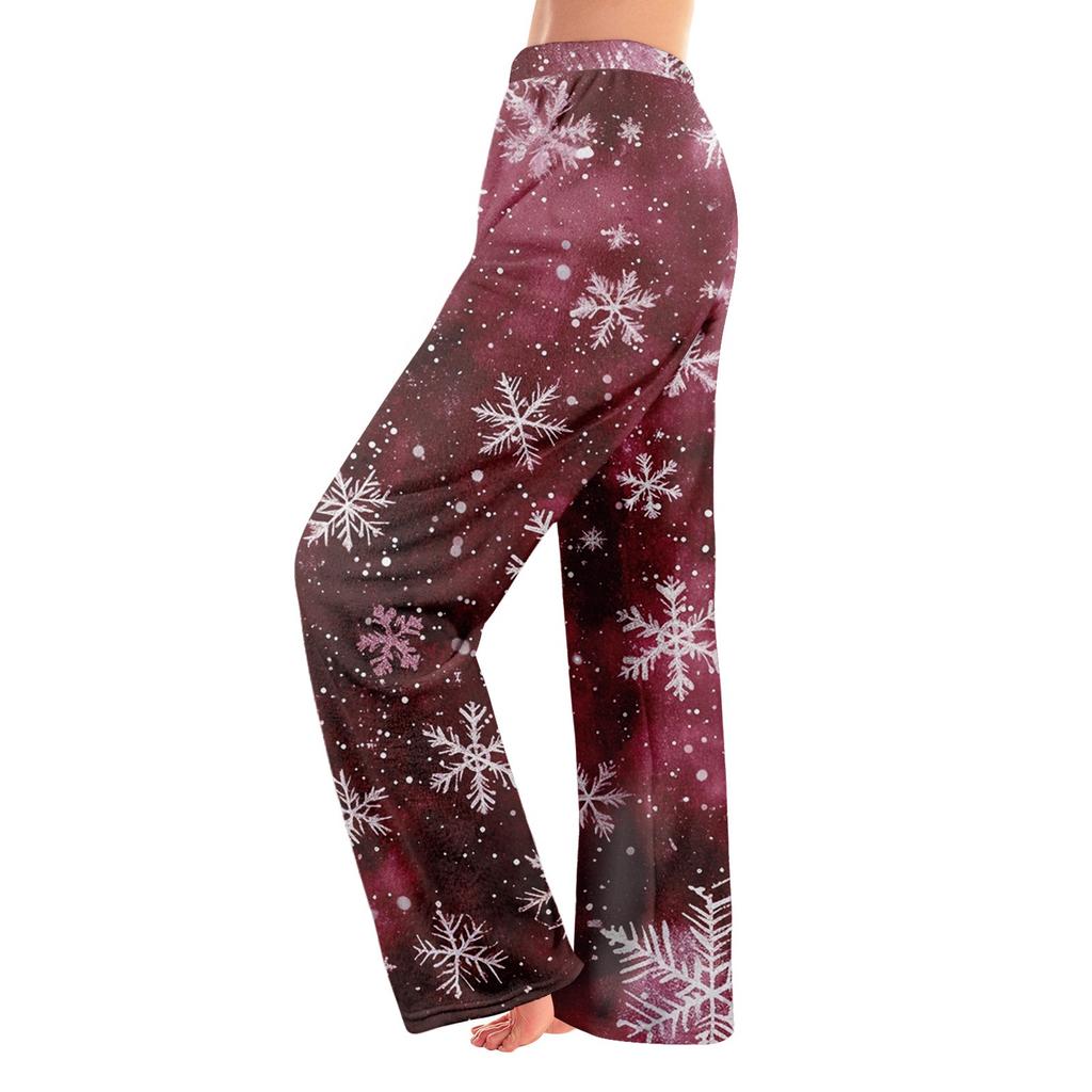 Women Autumn Winter Pants Full Length Long Trousers Christmas Printed Pants