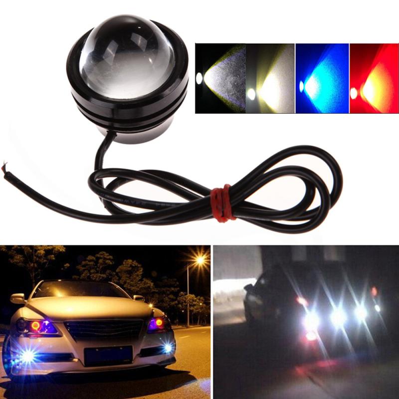 2pcs 12V LED Fish Eye Projector Lens Fog Lights Car DRL Daytime Running Light Eagle Eye Brake Reverse Parking Lamps Universal