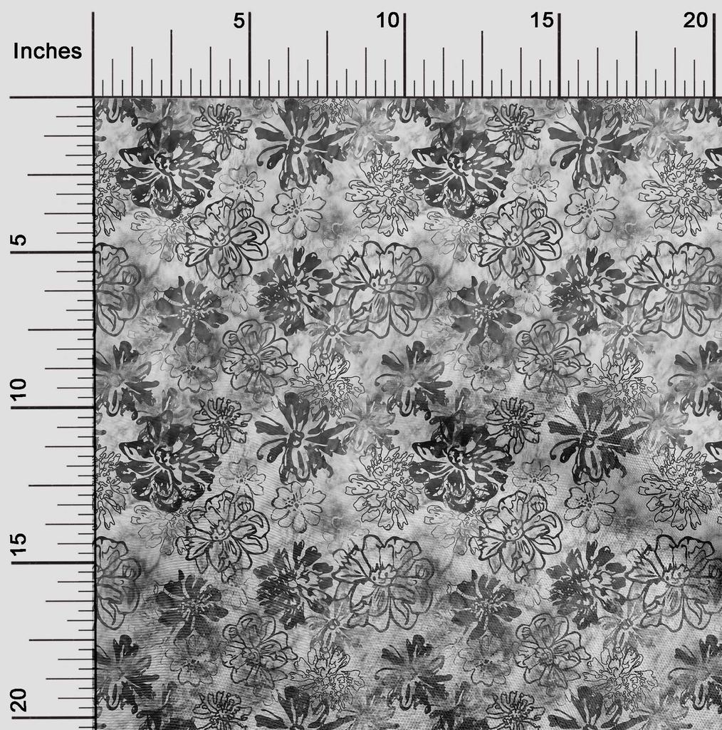 oneOone Cotton Flex Gray Fabric Abstract Floral Fabric For Sewing Printed Craft Fabric By The Yard 40 Inch