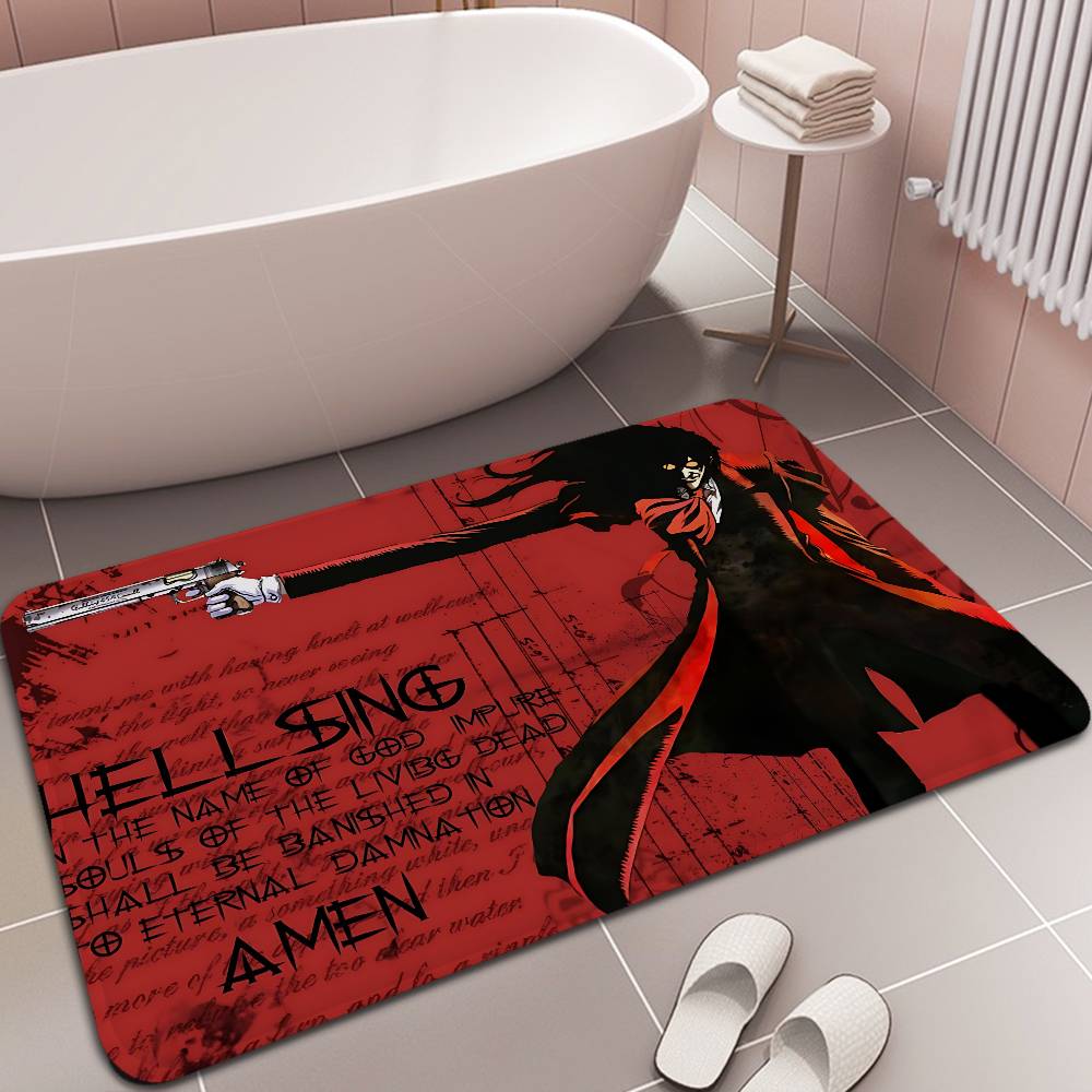 Horror Anime H-Hellsing Floor Mat Rectangle Anti-slip Home Soft Badmat Front Door Indoor Outdoor Mat Welcome Doormat
