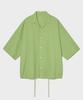 VTWO Linen Open Collar Boxy Shirt_Green