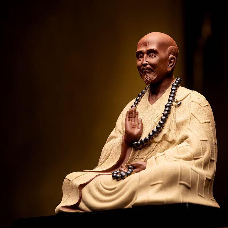 Ceramics Buddhist Figures Sculptures Statue Chinese Buddhist Monk Home Living Room Office Wealth Luck Feng Shui Decoraccessories