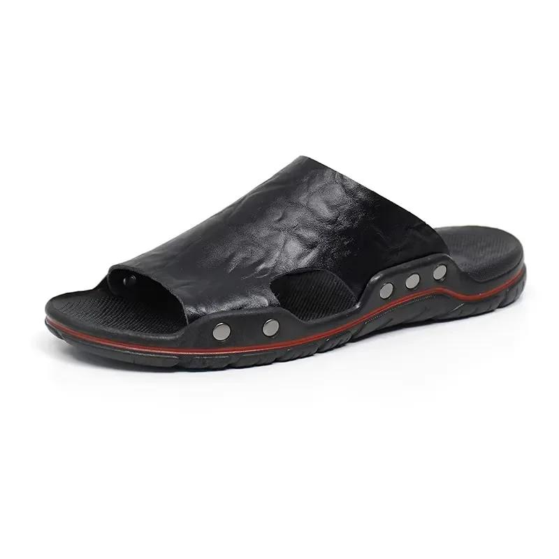 

Мужские тапочки Модные Универсальные Повседневные Удобные Толстоподошвенные Износостойкие Тапочки для Дома Выходов Роскошные Сандалии 44 чёрный